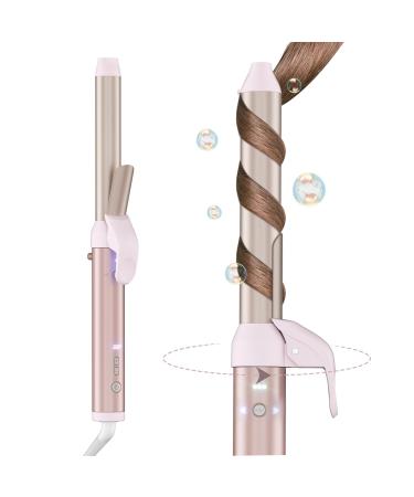 Rotating Curling Iron 1 1/4 inch Automatic Curling Iron Instant Heat Ionic Curling Iron with Long Titanium Barrel for Long Hair Professional Self Curling Wand Hair Curler Pink Pink-1.25in