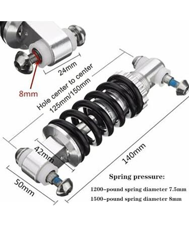 VLUOO Bike Shock Absorbers - Durable Rear Suspension Spring for Mountain Bikes - 150mm - Buy Online on GoSupps.com
