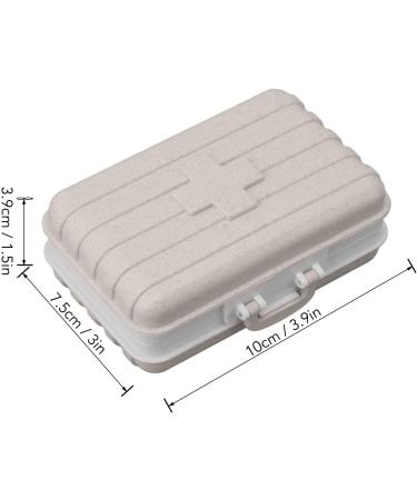 6 Compartment Mini Pill Box - Luggage Shaped Sealed Plastic Travel Pill Organizer (Beige - Buy Online on GoSupps.com