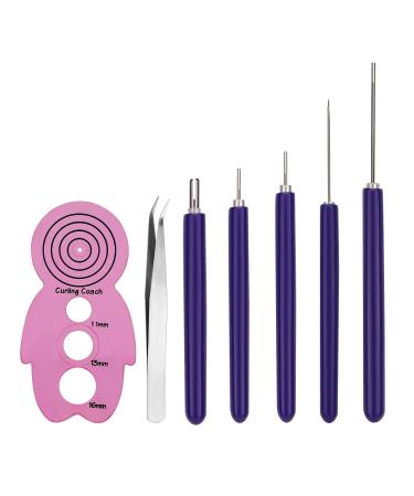 SAVITA 7 Pcs Paper Flower Tools  Quilling Slotted Tools Including a Curling Coach and a Pairs of Tweezers for Rolling Paper Flowers  Crafts  DIY  Beginners  Advanced Quillers Pink