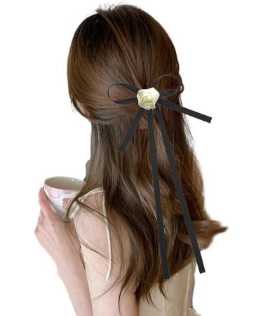 amangul Bow Hair Clips with Long Tail wknot Barrettes Black Hair Clips Korean Style Hair ws Ponytail Clips for Women Girl - Buy Online on GoSupps.com