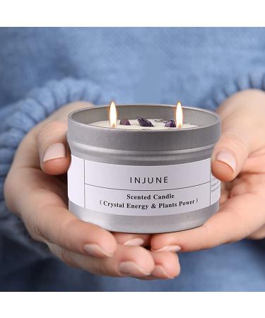 Lavender Scented Aromatherapy Candle with Crystals | 7.2oz Relaxing Gift for Women | Balance/Cure/Energy | Lucky Charms Candle - Buy Online on GoSupps.com