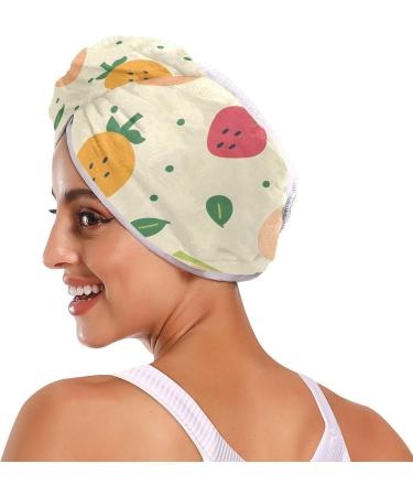 Strawberry Kiwi Fruit Hair Towel Set - Super Absorbent Quick Dry Turbans for Women & Girls | 2 Pack - Buy Online on GoSupps.com