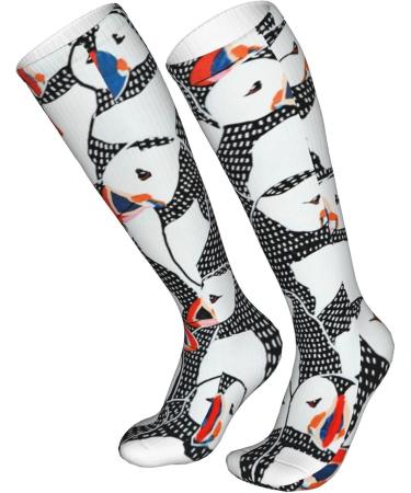 Puffin Drawing Compression Socks for Men & Women | 15-20 mmHg Support for Running & Cycling - Buy Online on GoSupps.com