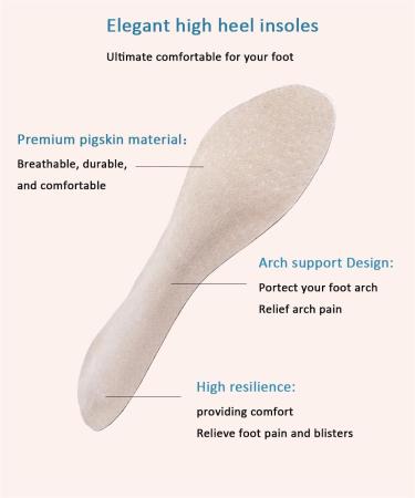 Buy 2 Pairs Pigskin High Heel Cushion Inserts | Adhesive Arch Support & Anti-Slip Sandal Inserts for Pain Relief | Leather Insoles for M-US 7.5-9 Beige - Buy Online on GoSupps.com