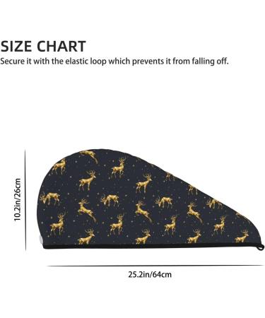 Hair Towel Wrap - Quick Drying Turban with Button | Christmas Deers Design for Effortless Hair Drying - Buy Online on GoSupps.com