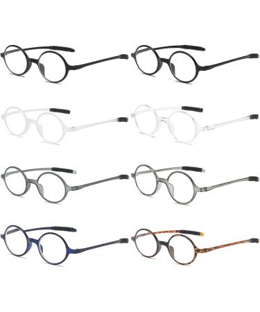VEVESMUNDO Flexible Round Reading Glasses Set for Men & Women - 8 Pcs 2.0x Bendable Eyeglasses - Buy Online on GoSupps.com