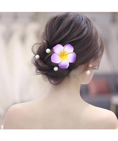 16 Pcs Plumeria Hair Clips - Multicolor Hawaiian Floral Barrettes for Women - Tropical Luau Festival Headpiece - Buy Online on GoSupps.com