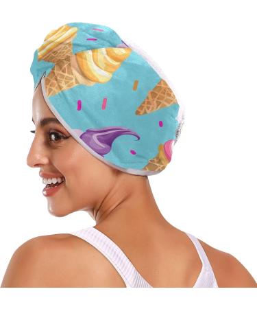 Super Absorbent Colored Ice Cream Hair Towels - 2 Pack Quick Dry Hair Turbans for Women & Girls - Buy Online on GoSupps.com