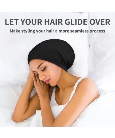 Satin Lined Sleep Bonnet for Men and Women | Adjustable Strap | Stay On All Night Hair Wrap | Black - 1 Pack - Buy Online on GoSupps.com