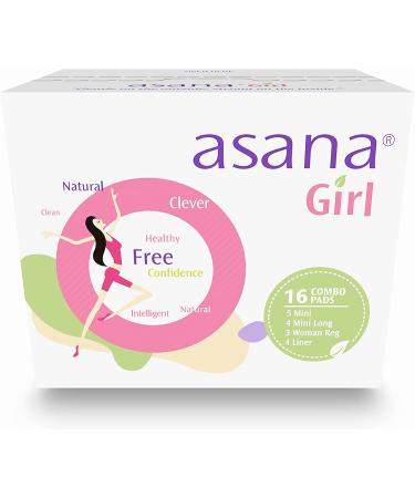 Asana Organic Teen Pads - Teen Combo (48 Pads Pack of 3) | Mini, Mini Long, Women Regular with Wings and Liner - Buy Online on GoSupps.com