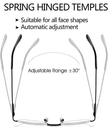 TBHOME 2 Metal Neck Frame Reading Glasses - Comfortable Spring Hinge Readers for Men & Women - Gray 1.0 - Buy Online on GoSupps.com