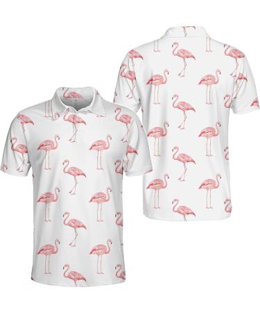 Watercolor Pink Flamingo Polo Shirt - Unisex Lightweight Golf Bowling Polo - X-Large - Buy Online on GoSupps.com