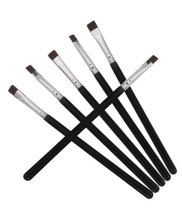 Baluue 6pcs Flat Eyebrow Brush Concealer Brush Eyeliner Brush Slanted Eye Lash Brush Black Artificial Fiber