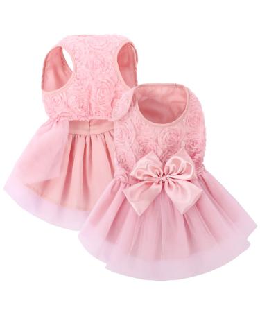 Asenku dog dress pet wedding dress princess lace puppy birthday party outfit formal clothing girls for small medium dog cats light pink m H light pink - Buy Online on GoSupps.com