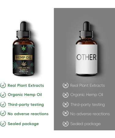 Uhealthfri Hemp Oil Pure Organic Hemp Seed Oil Drops Non-GMO Vegan Hemp Extract Oil Tincture with Omega 3 6 9 of 4 Pack - Buy Online on GoSupps.com