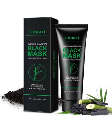 Tunbot Blackhead Removal Mask 120ML Pull-Off Bamboo Charcoal Mask deeply cleans blackhead dirt and purifies pores for men and women(4.23 fl.oz)