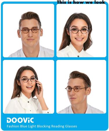 DOOViC Round Blue Light Blocking Reading Glasses for Men & Women +2.5 Strength - Lightweight Flexible Design - 4 Color Options - Buy Online on GoSupps.com