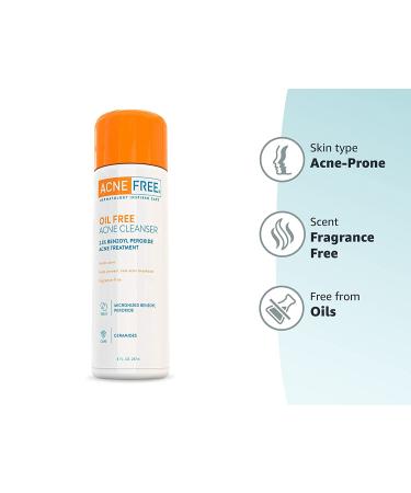 Acne Free Oil-Free Benzoyl Peroxide 2.5% Acne Face Wash with Glycolic Acid - 8 Ounce - Buy Online on GoSupps.com