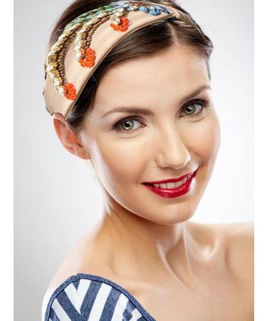 Rhinestone Crystal Knotted Headband for Women - Beige Fashion Hair Hoop Accessories - Buy Online on GoSupps.com