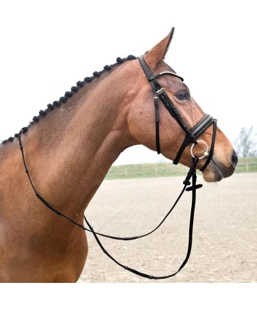 HORZE Lester Dressage Snaffle Bridle with Reins - Black Horse | Quality Equestrian Gear - Buy Online on GoSupps.com