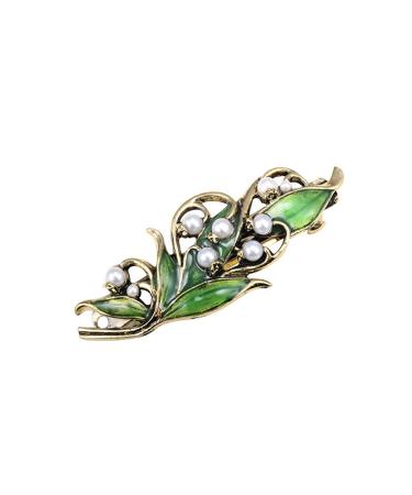 ShungFun Women French Hair Clips Vintage Metal Leaf Pearls Bronze Hair Clips Retro Big French Clips Pigtail Spring Clips Hair Holders Barrettes - Buy Online on GoSupps.com