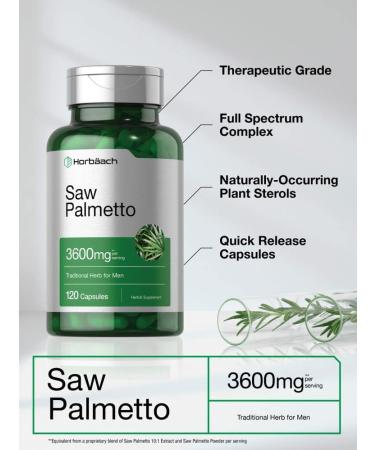 Saw Palmetto Extract Capsules | 120 Count | Gluten Free | Made from Berries | Horbaach - Buy Online on GoSupps.com