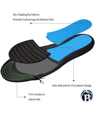 Men's and Women's Small Anti-Fatigue Massaging Gel Insoles for Work and Sports | Plantar Fasciitis Relief, Arch Support, Shock Absorption and Comfort | Sizes 6-10 Men, 7.5-12 Women - Buy Online on GoSupps.com