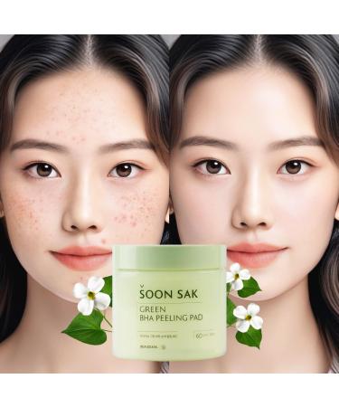 Green BHA Soonsak Peeling Pad - 60 Exfoliating Facial Toner Pads for Pore Tightening Soothing & Hydrating Skincare with Fruit Extract - Korean Chemical Peel Pads - Buy Online on GoSupps.com