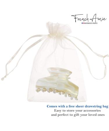 French Amie Chic Ivory Handmade Large 3 Jaw Hair Claw Clip - Durable & Styling Hair Accessory for Women - Made in France - Buy Online on GoSupps.com