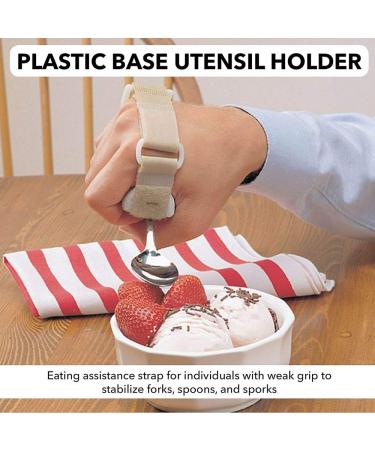 Sammons Preston 55469 Plastic Base Utensil Holder Strap - Universal Cuff for Weak Grip, Adjustable Gripping Strap for Utensils - ADL Eating Aid for Limited Mobility - Half Cone - Buy Online on GoSupps.com