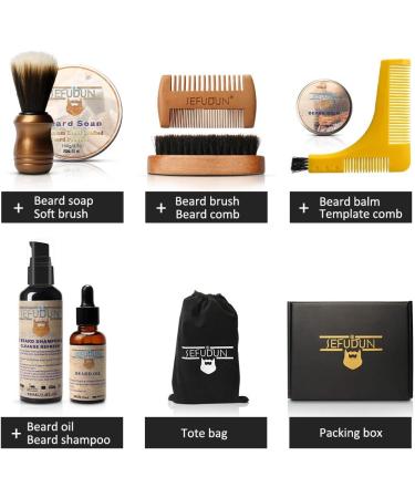 SEFUDUN 5-in-1 Beard Grooming Kit for Men Moustache Treatment Set Including Beard Oil (30ml) Beard wax(30g) Beard Brush Wood Beard Comb Gift Box for Styling Shaping Growth - Buy Online on GoSupps.com