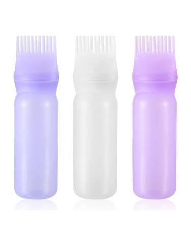 AIOUHMYM Hair Oil Applicator Bottle 3 Pcs Hair Dye Brush Bottle Root Comb Hair Dye Applicator Bottle Brush 120ML Applicator Bottle for Hair Root Comb Color Applicator Bottle with Graduated Scale