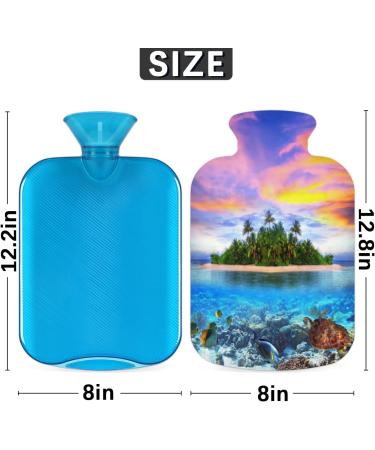 Cozy Summer Heat Bottle with Tropical Animal Cover - 2L Hot Water Bottle for Pain Relief & Comfort - Buy Online on GoSupps.com