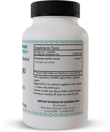 Rainforest Pharmacy Huanarpo Macho Capsules 500mg | 100% Natural Herbal Supplement for Male Vitality Stamina & Energy | 100 Vegetarian Capsules | Wildcrafted Huanarpo Macho Herb - Buy Online on GoSupps.com
