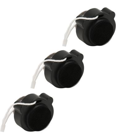 Facial Cleansing Brush Exfoliating Face Scrubber Ergonomic Handle Silicone for Daily (Black) - Buy Online on GoSupps.com
