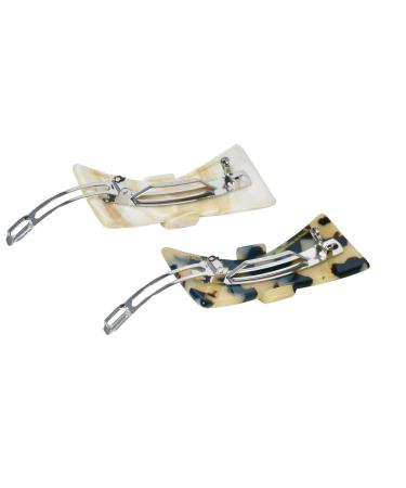 French Amie Classy Bow Cream Ivory & White Tokyo Handmade Celluloid Acetate Hair Clip Barrettes - Set of 2 - Buy Online on GoSupps.com