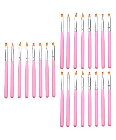 Beavorty 3 Sets UV Gel Nail Brush Nail Painting Pen Detail Drawing Brush Cleaning Gel Nail Art Brush Nail Art Tips Builder Kit De Manicura Nail Gel Nail Art Tool Flower Pen Pink Manicure