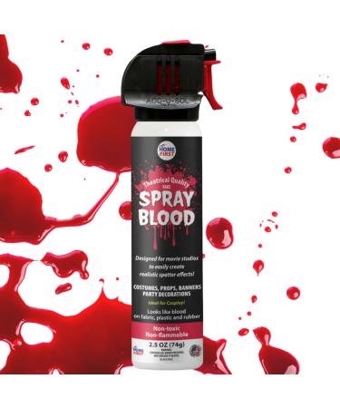 2.5 oz Theatrical Stage Quality Halloween Spray/Splatter Fake Blood Washable Special Effect Blood for Clothes Walls and Costumes - Zombie Cosplay Vampire Special FX By Home First