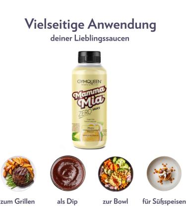 GymQueen Mamma Mia Zero Sauce 266ml Low Calorie and Fat Free for Refining Dishes or as a Salad Dressing Vegetarian Mayo - Buy Online on GoSupps.com