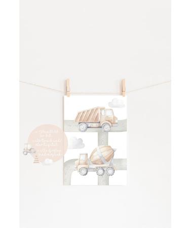Double Critical Lemmami Stationery 3er Set Murals - Children's Room Baby Room Poster Pictures DIN A3 - Excavator Construction Site Decor - Buy Online on GoSupps.com