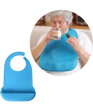 Psdndeww Practical Silicone Bib Washable Eating Aid Dining Protector Solid Feeding Burp Cloth Drooling Bib For Adults Seniors Gray - Buy Online on GoSupps.com