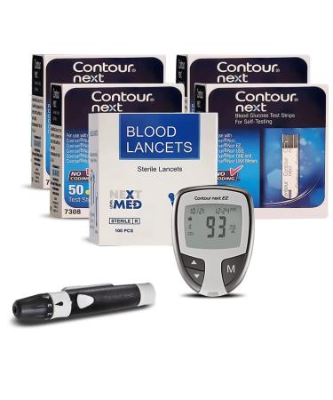 Next-Level-Med Diabetes Testing Kit Includes 200 Strips 100 Lancets 1 EZ Blood Glucose Meter 1 Lancing Device Blood Sugar Test Kit 200 Strip 100 lance 1 Kit B