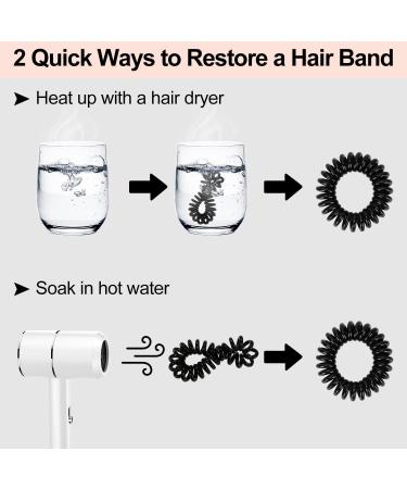 JessLab Spiral Hair Ties 20 Pcs - No Crease Phone Cord Ponytail Holders - Black Transparent - Hair Accessory for Girls & Women - Buy Online on GoSupps.com