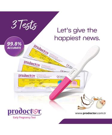 Prodoctor Early Pregnancy Tests Pack of 3 - Home Kit One Step Tests - 99.8% Accuracy - Super Sensitive - Same Day Results - Buy Online on GoSupps.com