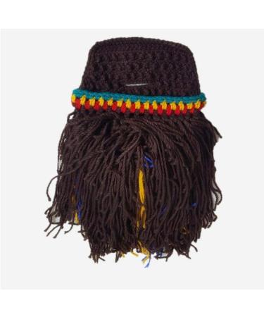Creative Beard Hat Barbarian Knit Beard Hat Wig Beanie Hat Funny Knit Hat Beard Facemask for Male(multicolour) - Buy Online on GoSupps.com