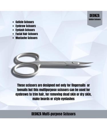 DEONZA Cuticle Scissors - Fine Curved Blade for Professional Manicure Pedicure - Precise Pointed Tip for Eyebrow, Eyelash, and Dry Skin Care (Silver) - Buy Online on GoSupps.com