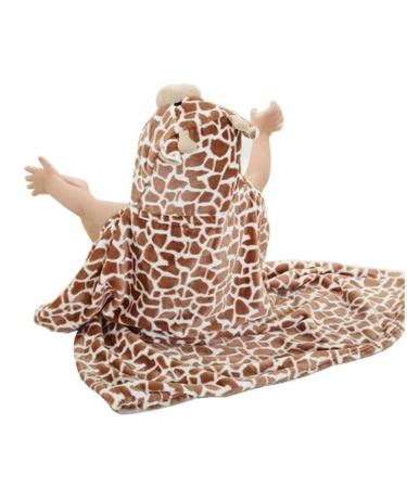 Brown Giraffe Baby Hooded Bathrobe Animal Blanket - Cozy Fleece Flannel - Buy Online on GoSupps.com