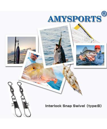 AMYSPORTS Fishing Tackle Barrel Swivel Snap Stainless Steel | Size 12 (24lb) 50 pcs - Buy Online on GoSupps.com