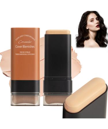 Korea Flawless Eraser Foundation Stick Cooklesa Hydrating Lightweight Foundation Stick with Brush Multiuse Foundation Stick Makeup Lightweight Foundation Stick Makeup Built-In Foundation Brush (#1 1) #1 1 count (Pack of 1)